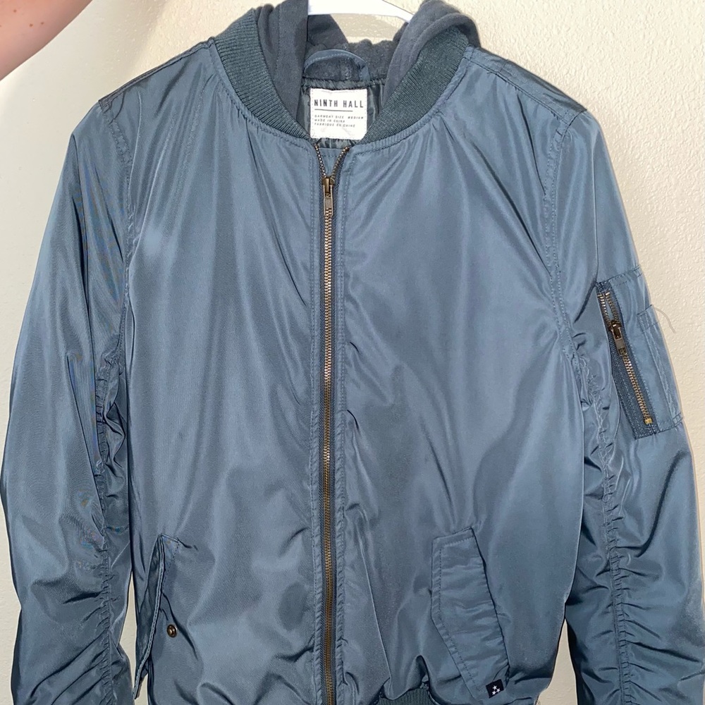 Dark green hooded bomber jacket. From Zumiez!!